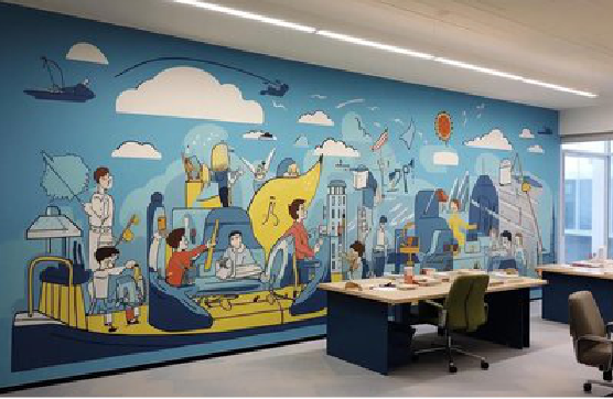 闽清办公室墙绘的特点。